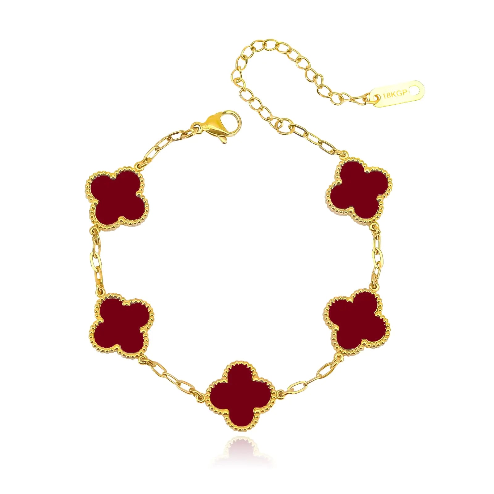 NALISASA Clover Bracelet for Women Lucky Charm Bracelet Simple Lucky Clover Bracelet Dainty 4 Leaf Clover Bracelets Jewelry for Women（Red）