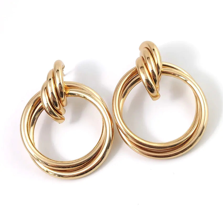 Trendy Geometric Knot Circle Earrings for Women