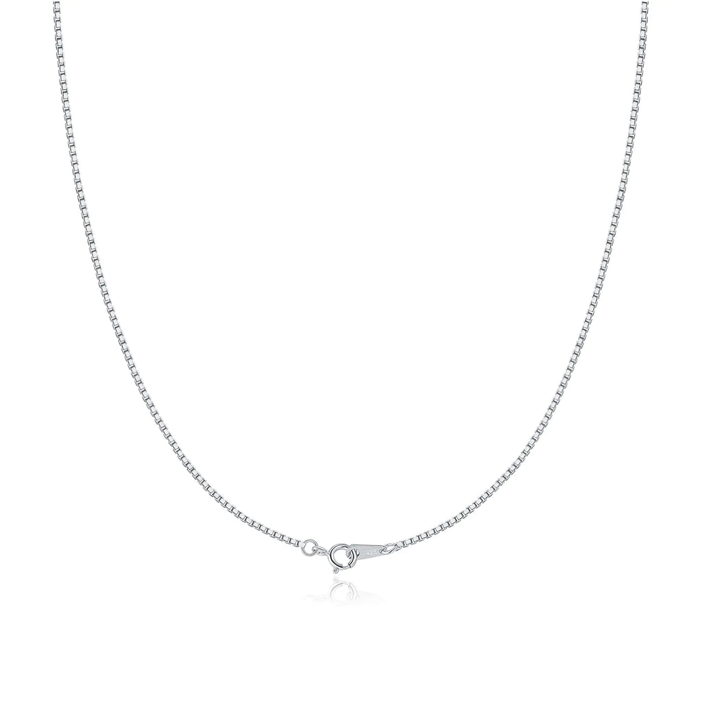 SAMIOVJ 925 Sterling Silver 1.0mm Box Chain Necklace for Women 18K Gold Rose Gold White Gold Plated Thin Dainty Womens Chain Necklaces 16 18 20 22 24 Inch (White Gold 18 Inch)