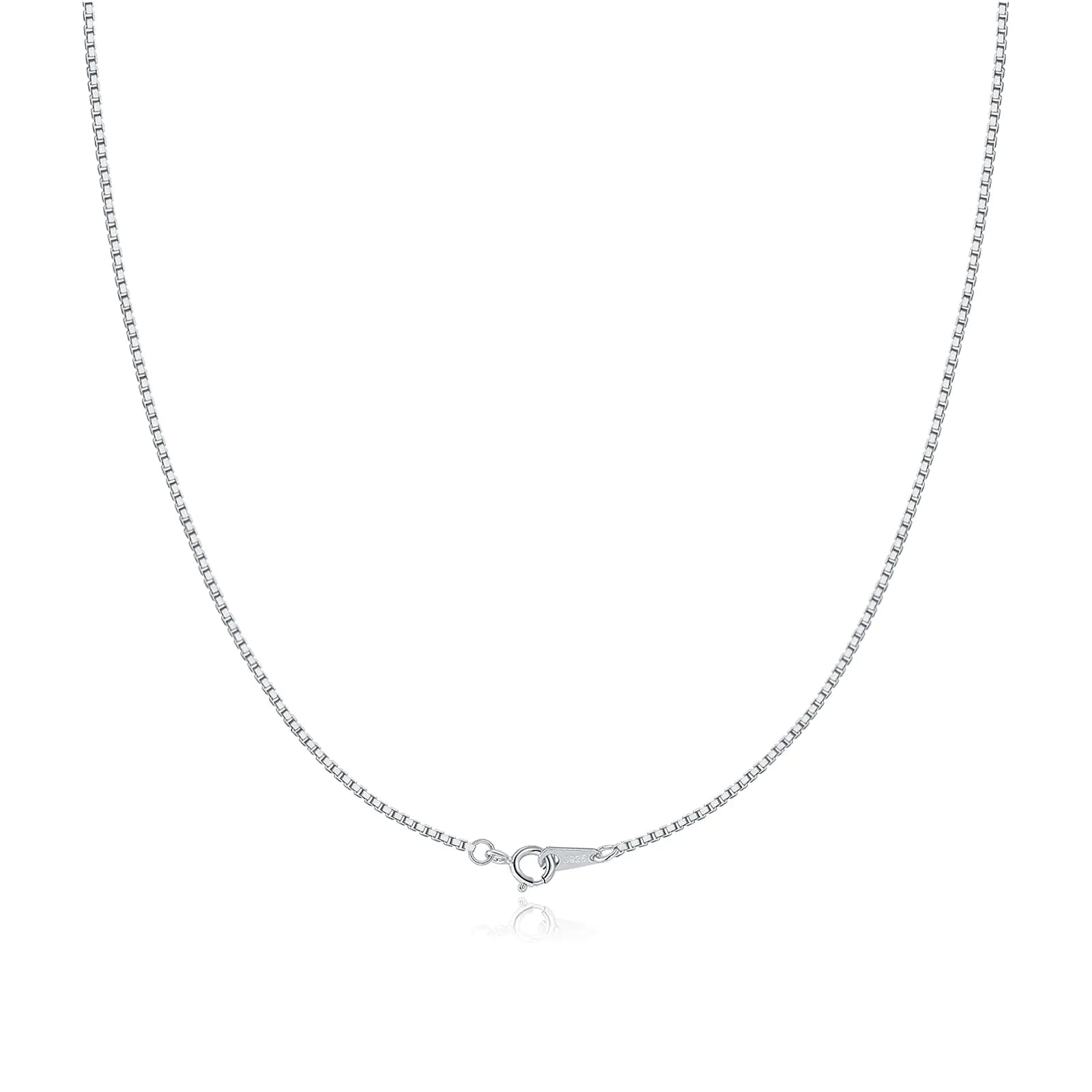 SAMIOVJ 925 Sterling Silver 1.0mm Box Chain Necklace for Women 18K Gold Rose Gold White Gold Plated Thin Dainty Womens Chain Necklaces 16 18 20 22 24 Inch (White Gold 18 Inch)