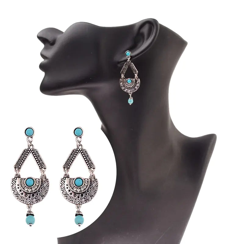 Geometric Oval Gemstone Earrings for Women