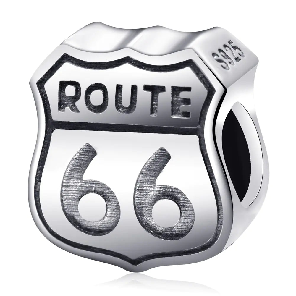 Route 66 Charm Beads, 925 Silver DIY Bracelet Beads