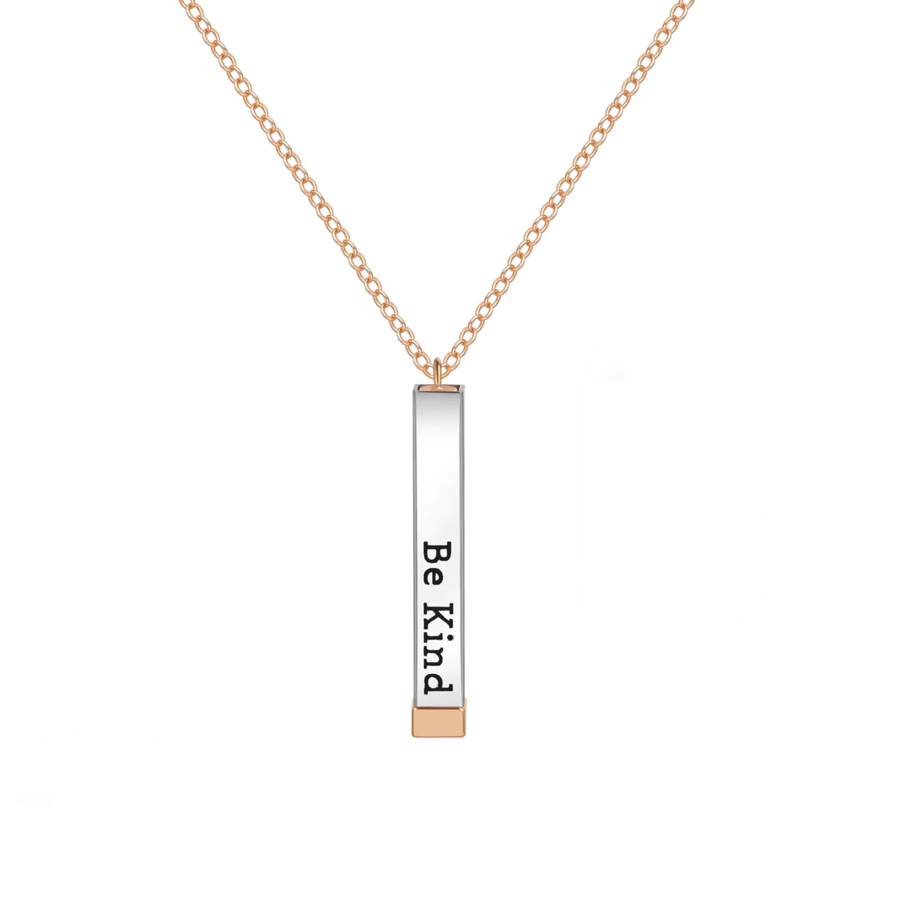 CANDYFANCY Be Kind Of A B Necklaces for Women Inspirational Rose Gold Square Tubes Pendant with Hidden Message for Best Friends Gift Jewelry