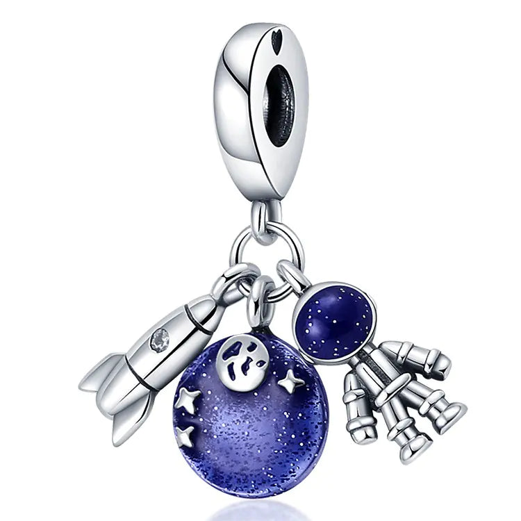 S925 Silver Beaded DIY Bracelet with Space Charm
