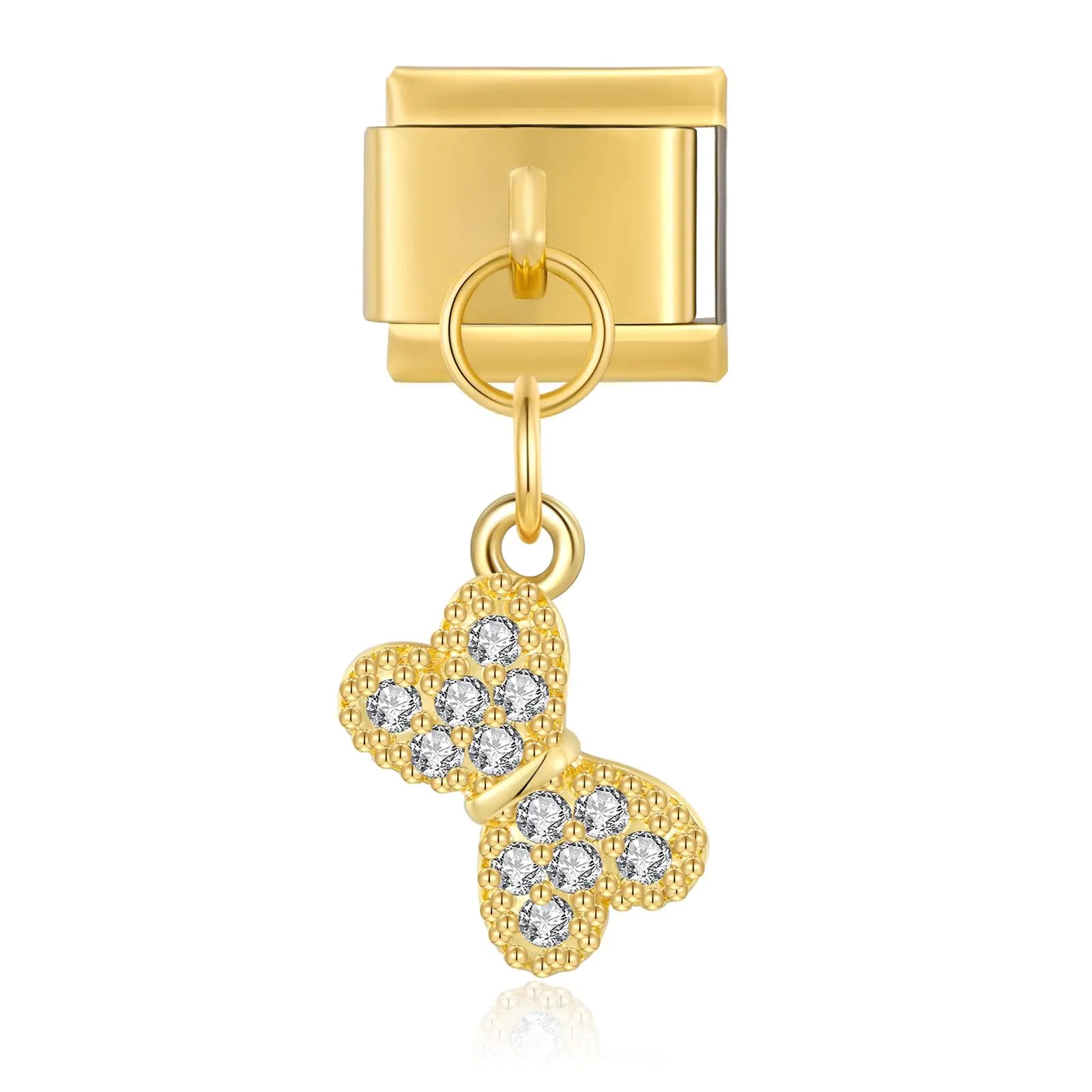 DualCozy Real 18K Gold Plated Bow Pendant Italian Charm for Italian Charm Bracelet 9mm Jewelry Pendant Charm for Women Stainless Steel Link for DIY Bracelets Italian Charm Bracelet Charms Pack for DIY