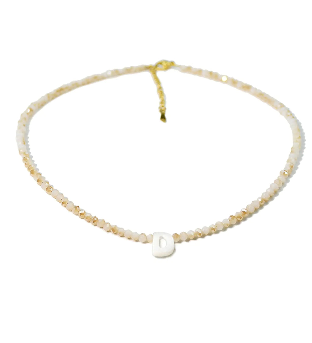 Initial Necklaces for Women - Trendy Beaded Choker Necklace for Women Handmade Letter Choker Necklace Jewelry for Women Gifts (D)