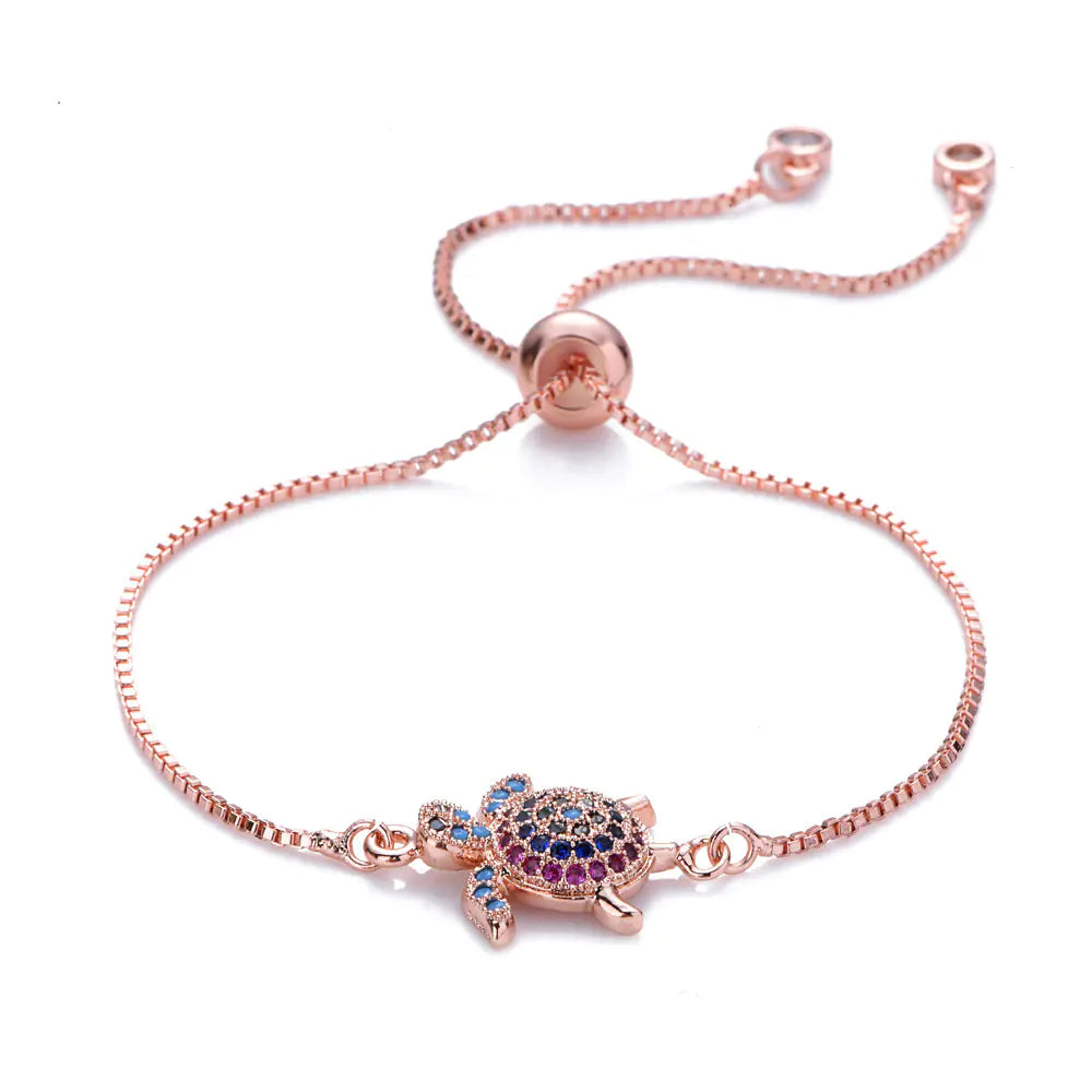 Colorful Sea Turtle Pendant Bracelet, Turtle Bracelet