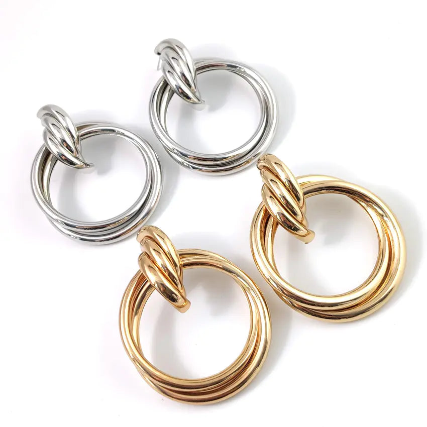 Trendy Geometric Knot Circle Earrings for Women