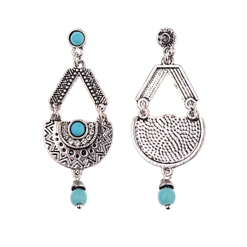 Geometric Oval Gemstone Earrings for Women
