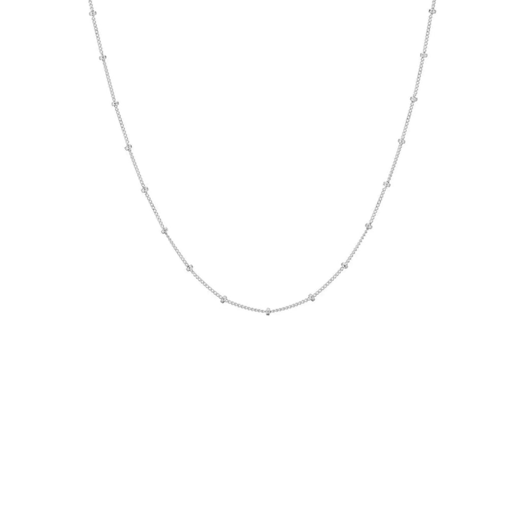 HXYHJY Dainty Silver Satellite Chain Choker NecklaceSilver Plated Beaded Station Satellite Chain Necklaces for Women14"