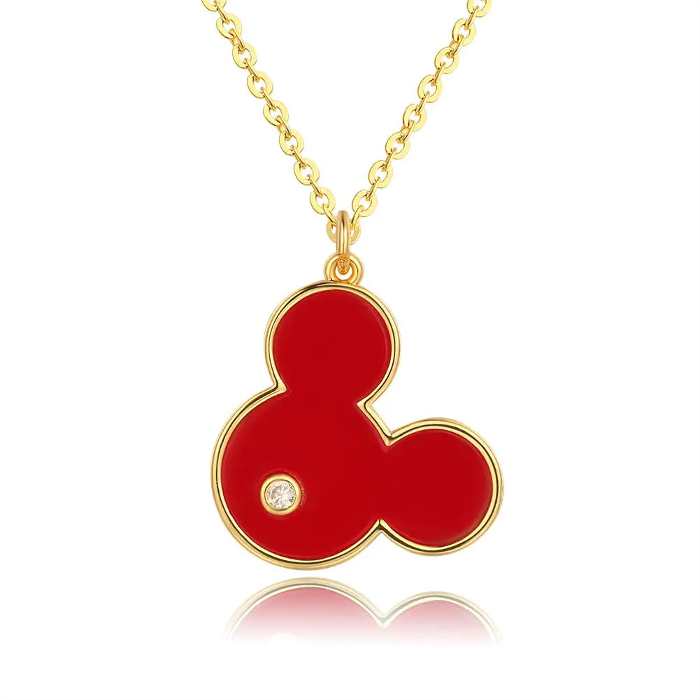 Deelan Womens Mickey Pendant Necklaces for Women 18K Gold Plated Mouse Charm Jewelry Necklace Gift (Style 3)