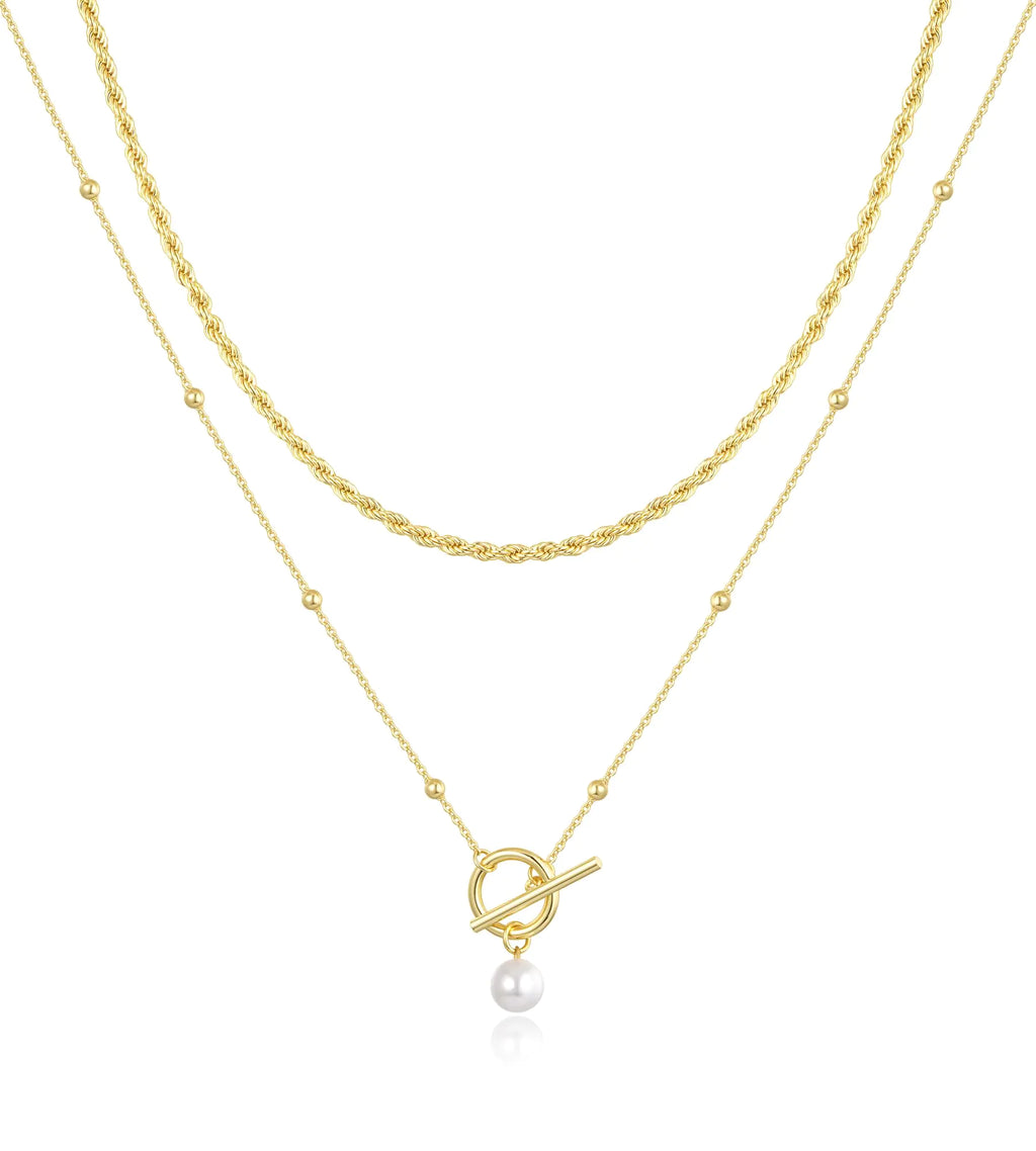 Jewlpire 14k Plated Gold Layered Necklaces for Women Gold