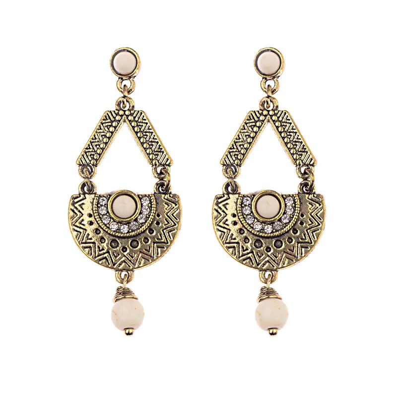 Geometric Oval Gemstone Earrings for Women