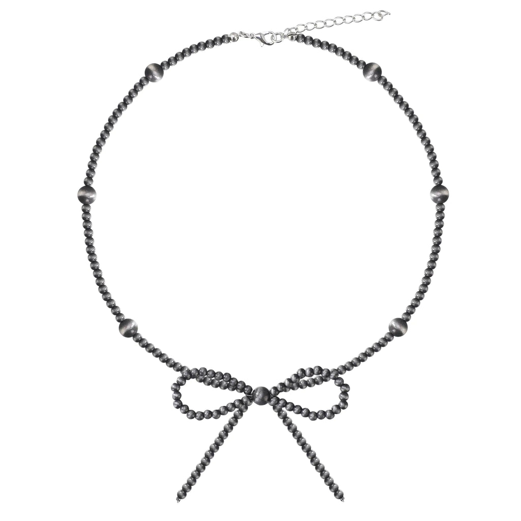 Navajo Bow Bowknot Pearl Cowboy Cowgirl Navajo Pearl Turquoise Necklace For women Western Boho Beaded Necklaces (color7)