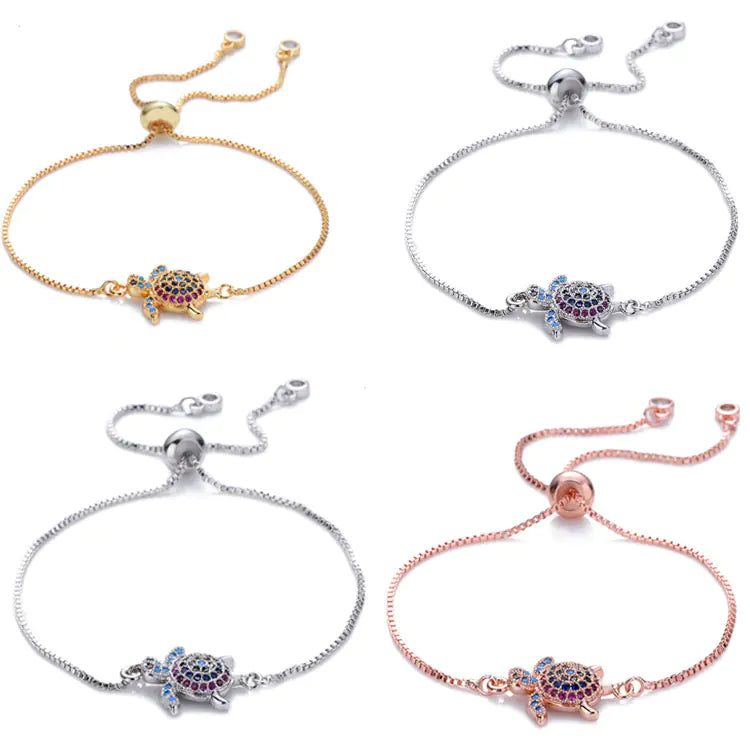Colorful Sea Turtle Pendant Bracelet, Turtle Bracelet