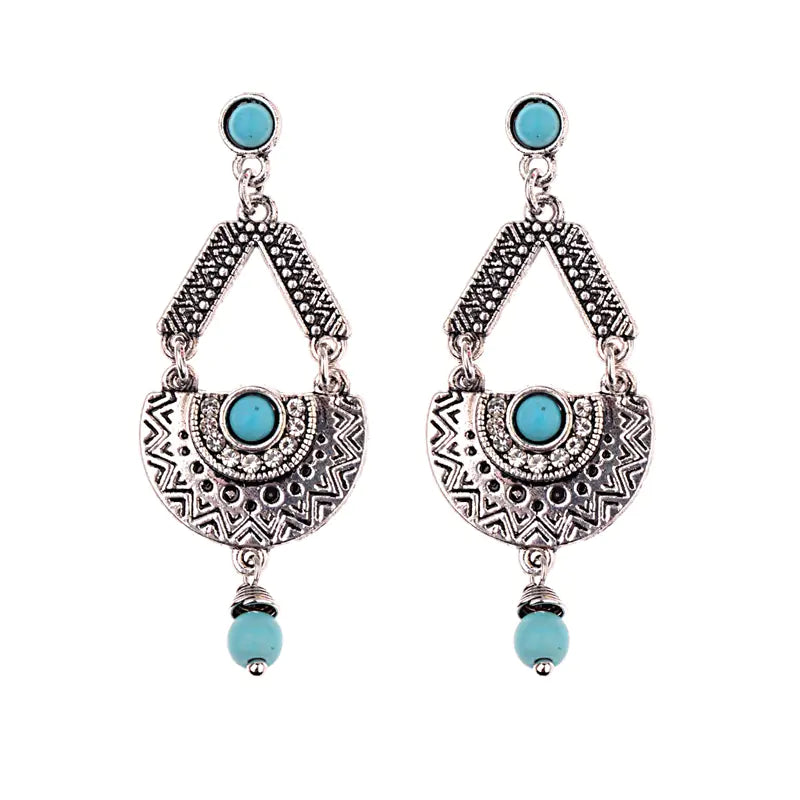 Geometric Oval Gemstone Earrings for Women