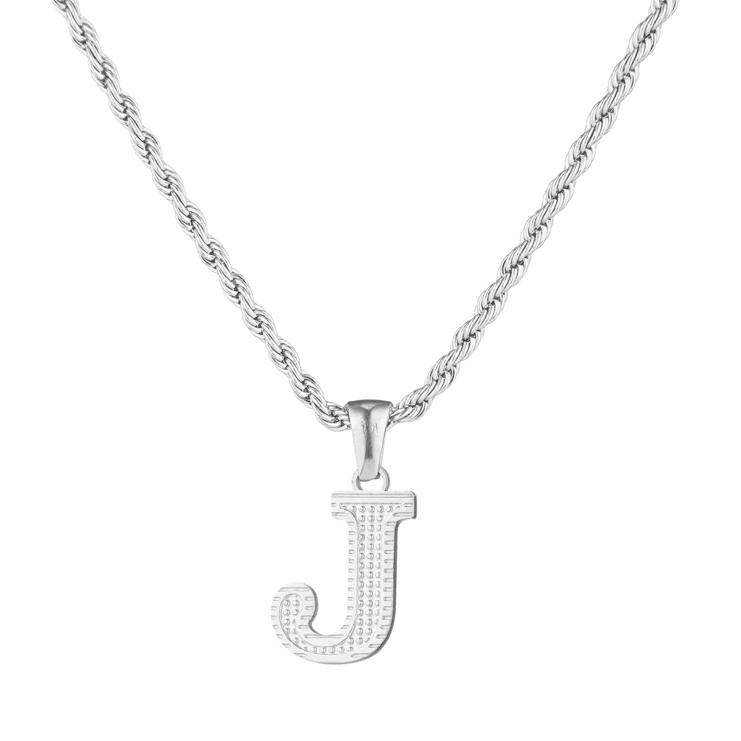 Initial Necklace for Men Women 18K Gold Silver Tone Stainless Steel Capital Gothic 26 Letters Pendant with Rope Chain Necklaces