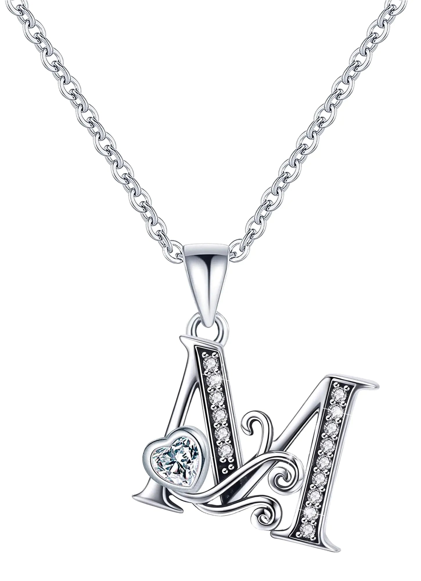 SHBOAZED S925 Sterling Silver Initial Letter Necklaces for Women Dainty Letter Chain Necklace for Women Personalized Jewelry Gifts M